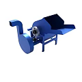 Blue Industrial Crushing Machine With Feed Hopper Wheels And Metal Frame