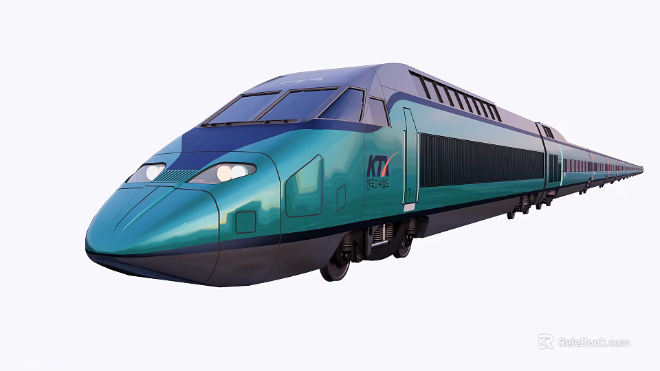 Modern Blue Streamlined High Speed Train With Sleek Aerodynamic Exterior Design 3d model 