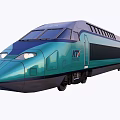 Modern Blue Streamlined High Speed Train With Sleek Aerodynamic Exterior Design 3d model