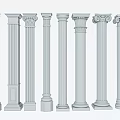 European Roman Column Square Column Round Column Decorative Column Gypsum Column 3d model