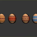 Colorful Painted Easter Eggs With Various Patterns Arranged In Curved