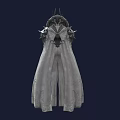 Mythical Game Movie Character With Horned Crown Long Cape and Frosty Armor Design 3d model