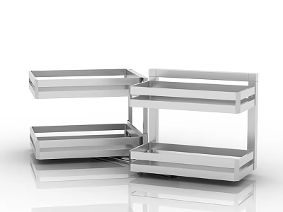 Stainless Steel Multi Layer Kitchen Storage Rack With Drawer Style Trays For Efficient Organization 3d model
