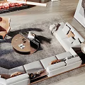 Modern Duplex Living Room Interior Design With Pendant Lights Fireplace And Sofa