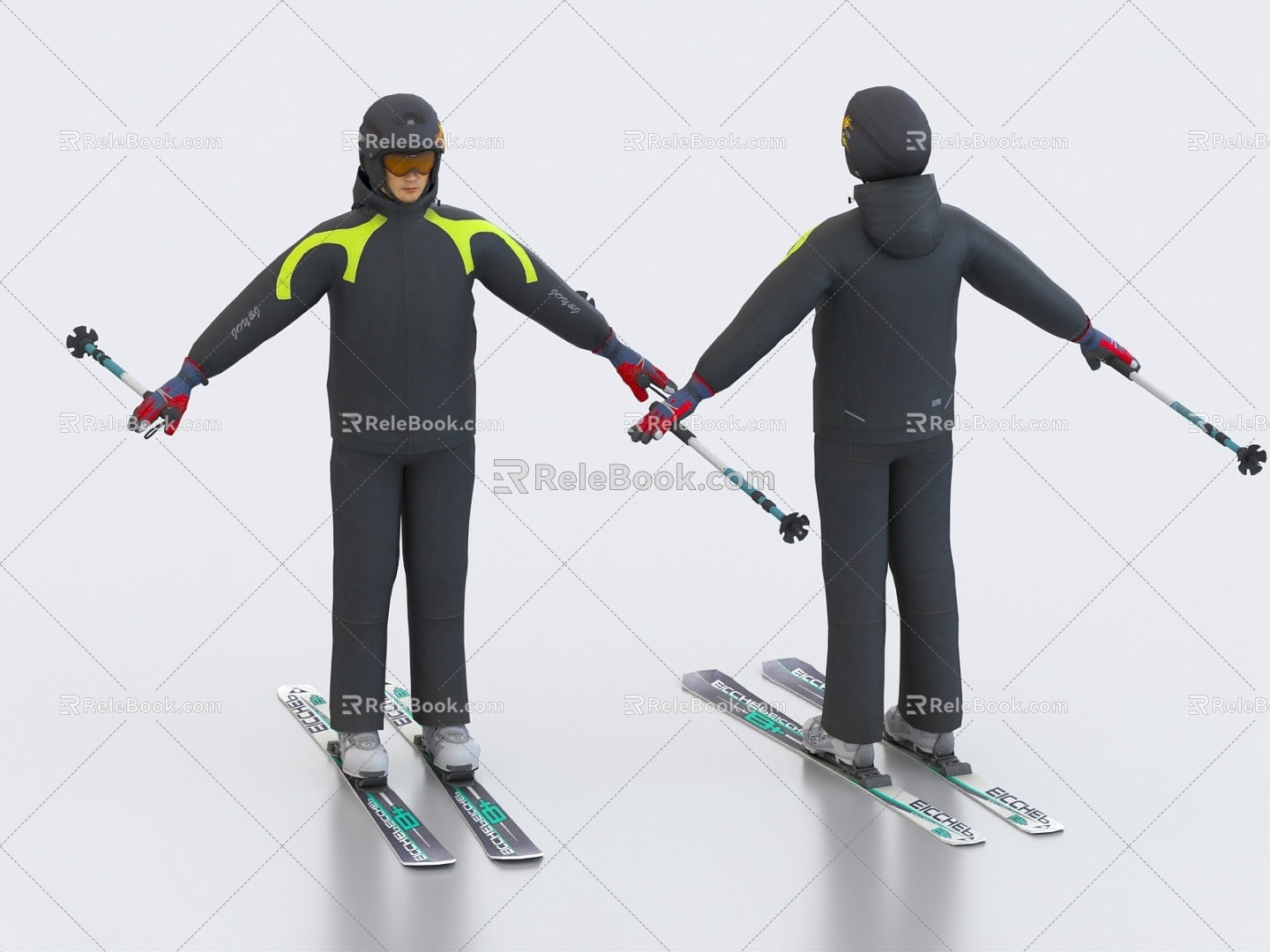 Ski Man Ski Ski Athlete Ski Man Ski Equipment Ski Suit 3d model