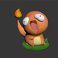 Cute 3D Pokemon Charmander Character With Fire And Open Mouth 3d model