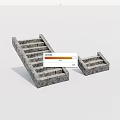 Gray Stone Steps Design With Different Sizes And Textured Surfaces 3d model