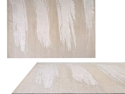 Square Rug with Beige Background and White Brushstroke Patterns Soft Textured Design 3d model