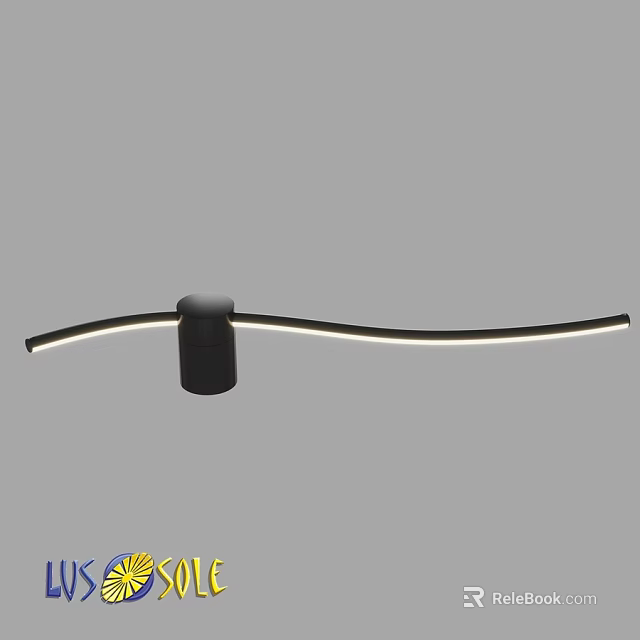 Modern Sleek Wall Light With Curved LED Strip And Black Metal Base 3d model 