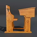 Traditional Solid Wooden Desk And Chair Set Featuring Carved Details And Sturdy Design