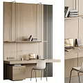 Modern Office Desk Chair Desk Chair Computer Bookshelf 3d model