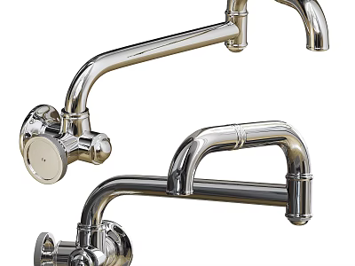 Polished Chrome Kitchen Faucets With Modern Sleek Design And Wall Mounted Features 3d model