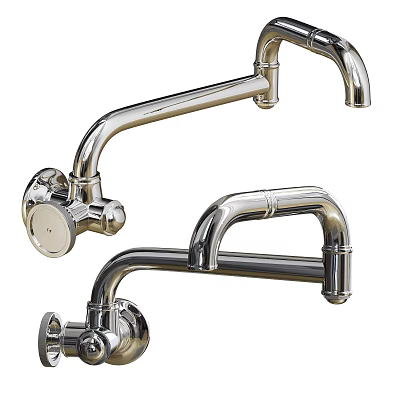 Polished Chrome Kitchen Faucets With Modern Sleek Design And Wall Mounted Features 3d model
