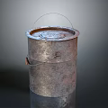 Vintage Rustic Metal Bucket With Handle And Secure Lid For Storage Use
