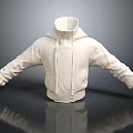 White Oversized Hoodie With Zip Closure Drawstring And Long Sleeves