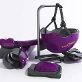 Purple Protective Fitness Gear Set With Helmet Knee Elbow Pads And Training Stand