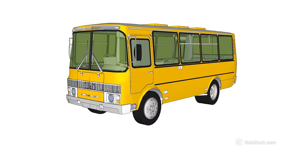 Yellow School Bus Exterior Design With Large Windows And Sleek Body 3d model 