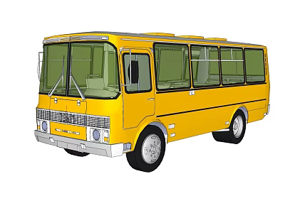 Yellow School Bus Exterior Design With Large Windows And Sleek Body 3d model