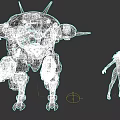 Game Movie Character Sci Fi Pink White Mecha With Female Pilot In Blue White Outfit