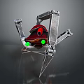 Mechanical Creature Character With Red Head Green Eyes And Metal Legs Design