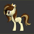 Brown And Beige Mane Pony Toy With Golden Crown Black Eyes And Gray Background