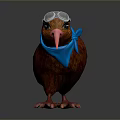 Cute Kiwi Bird With Fluffy Brown Feathers Wearing Silver Goggles And Blue Scarf