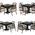 New Chinese Mahjong Table and Chair Mahjong Table Chess and Card Table Mahjong Machine Rattan Leisure Chair 3d model