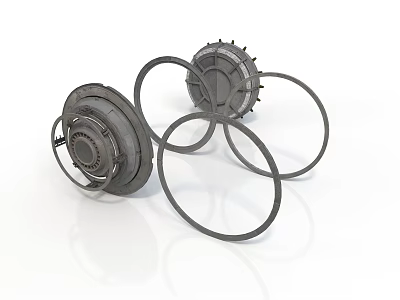Mechanical Equipment Gear Components With Circular Metal Rings And Industrial Design 3d model
