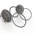Mechanical Equipment Gear Components With Circular Metal Rings And Industrial Design