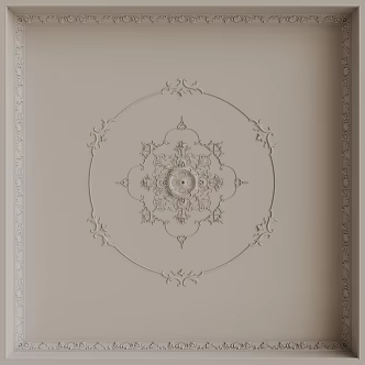 French carved line lamp panel 3d model