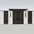 Modern Luxury Main Gate Design With Dark Wood Panels Vertical Slats White Wall Grass Lawn