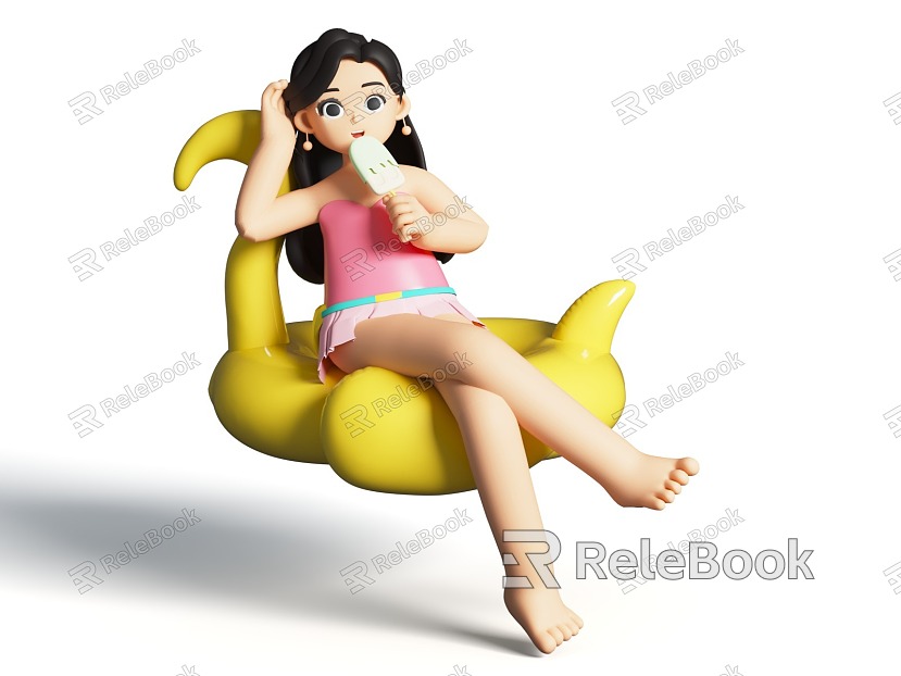 Summer Swimwear Summer Seaside Surfing Girl Figure Image Summer Vacation Seaside Travel Girl Swimming Set model