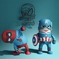 Hand-made cartoon doll Spider-Man and Captain America furnishings 3d model