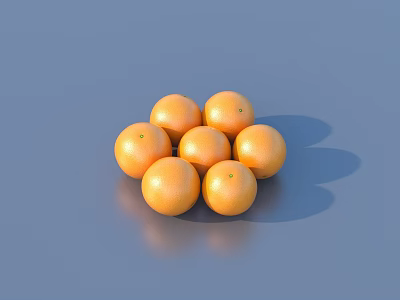 Pile of Juicy Fresh Ripe Oranges with Smooth Surface on Blue Background 3d model