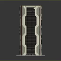 Modern Geometric High Rise Building Model With White Black Exterior And Glass Curtain Walls