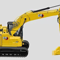 Yellow CAT Crawler Excavator With Cab And Boom For Construction Work 3d model