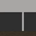 Black Double Roller Shutters Design With Light Colored Wall And Wooden Floor