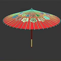 Vibrant Red Umbrella With White Decorative Patterns And Black Handle For Daily Use