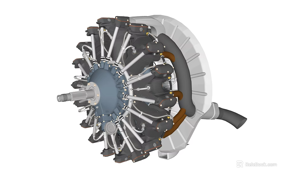 Detailed Radial Engine with Multiple Cylinders and Mechanical Components 3D Render 3d model 