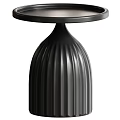 Elegant Cream Beige Ribbed Pedestal Dining Table With Smooth Round Tabletop For Minimalist Home Interiors