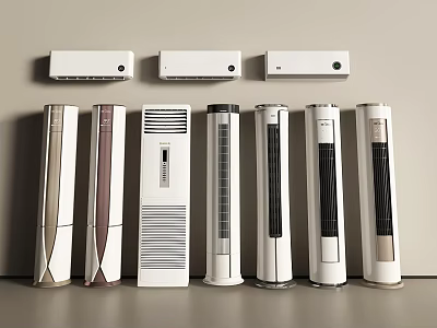 Various Air Cooler Fan Designs Featuring Wall Mounted and Tower Models 3d model