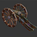Ancient Cannon With Wooden Wheels And Metal Barrel Historical Military Artifact