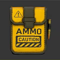 Yellow Tactical Ammo Pouch With Warning Sign And Bullets Design