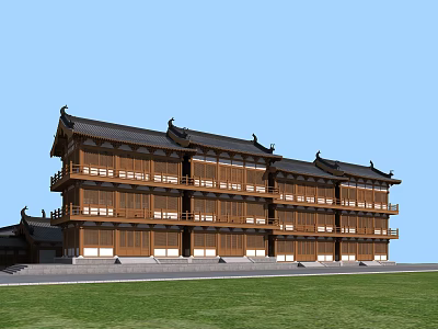 Traditional Chinese Ancient Architecture With Multi Story Wooden Structure And Curved Eaves 3d model