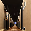 Elegant Modern Elevator Hallway Design With Recessed Lighting And Wall Decor 3d model