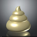 Shiny Golden Sculpture with Layered Swirl Design on Dark Reflective Surface