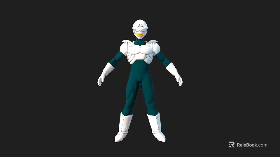 Game and Movie Character in Green Costume With White Helmet and Armor 3d model 