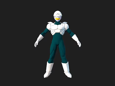 Game and Movie Character in Green Costume With White Helmet and Armor 3d model