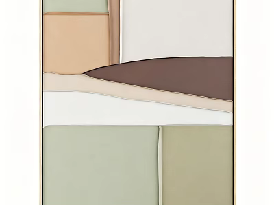 Modern Abstract Painting With Soft Beige Brown Green And White Geometric Patterns 3d model