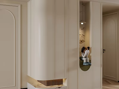 Sleek Modern Shoe Cabinet Design For Entryway With Built In Storage And Mirror Accent 3d model